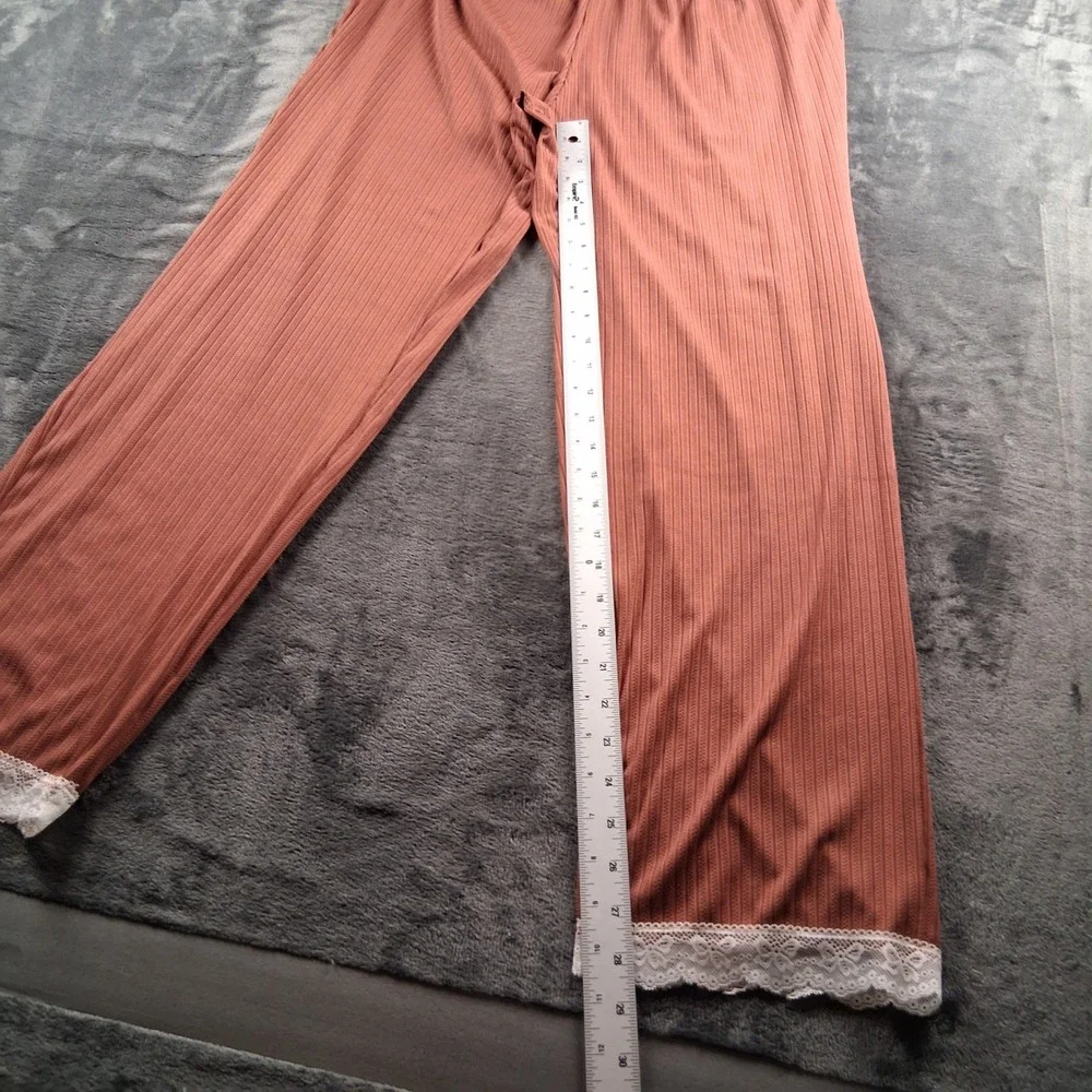 NWT Cupshe Pajama Set  XL Terracotta Ribbed Lace Trim Cami and Pants Loungewear
